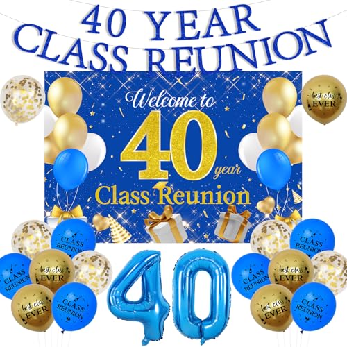 Balterever Klasse von 1985 Reunion Dekorationen Blau 40 Jahre Klasse Reunion Dekorationen 40 Jahre Klasse Wiedersehen Hintergrund Klasse 1985 Wiedervereinigungsbanner für 40. High School Reunion von Balterever