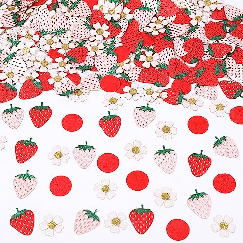 Balterever Strawberry Daisy Party Decorations Strawberry Daisy Confetti for Birthday Baby Shower Strawberry Theme Party Table Birthday Strawberry Table Scatter Confetti von Balterever