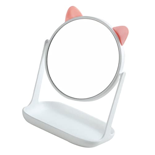 Baluue 1Stk Desktop-Kosmetikspiegel Mädchen Mini-Dekor Lippenstift Fall Vanity Mirror schminkspiegel kommode schminktisch Kosmetikspiegel für Frauen Spiegel mit Ablagefach hölzern Weiß von Baluue