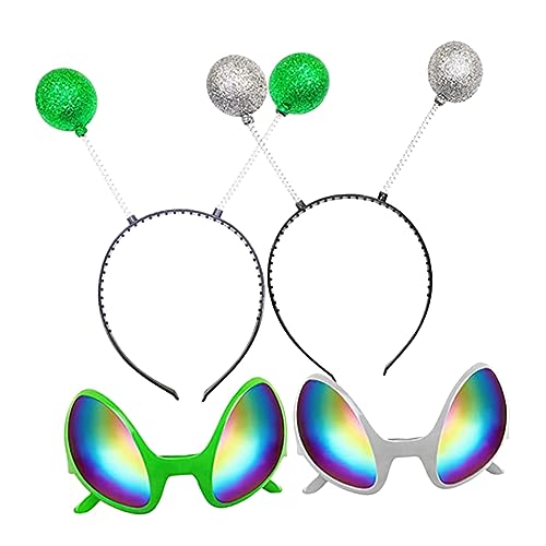 Baluue 4 Stück Halloween-alien-kostüm Alien-brille Für Erwachsene Halloween-alien-stirnband Außerirdische Brille Alien-augen-brille Alien-glitzerbopper Alien-sonnenbrille Plastik von Baluue