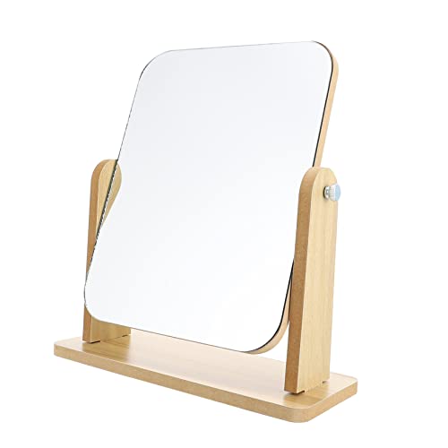 Baluue Desktop-Kosmetikspiegel schwenkbarer Spiegel ovaler Spiegel tragbarer Tischspiegel schminkspiegel Vanity Mirror kommode schminktisch Spiegel Schwenkspiegel Spiegel mit Ständer Holz von Baluue