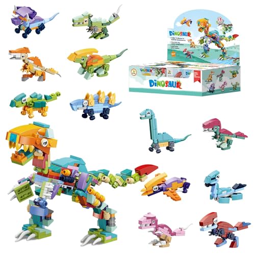 Bambebe 12 Pack Bausteine Dinosaurier Kinder Spielzeug, Mitgebsel Kindergeburtstag Gastgeschenke, Baustein Spielzeug Ostergeschenke Geburtstag Party Geschenke Kinder 3-12 Jahre Mädchen und Jungen von Bambebe