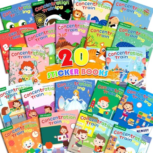 Bambebe 20 Pack Wiederverwendbare 3D Sticker Szenen Buch für 2 3 4 Jahre alte Kleinkinder, Jelly Sticker Spiel pädagogische sensorische Lernspielzeug, Reisen Aufkleber von Bambebe