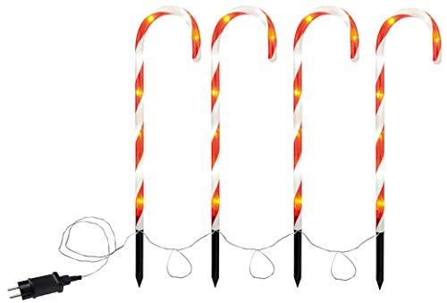 Bambelaa! LED Zuckerstange Gartenstecker Rot Weiß Weihnachtsdeko Aussen Garten Beleuchtet (Stecker (IP44)) von Bambelaa!