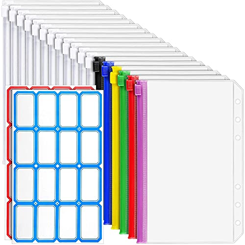 Bamberg 18 StüCk A6 Binder 6-Ring A6 ReißVerschluss Tasche für Budget Binder, Wasserdichte Plastik HüLle Ordner Beutel von Bamberg