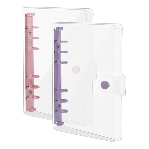 Bamberg 2er-Pack A6-Ordner Aus Weichem PVC mit 6 Ringen, Transparenter Budgetordner, Nachfüllbarer Planerordner, Ringbuchdeckel mit Druckknopf von Bamberg