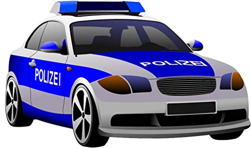 Bambinella® Aufbügler - Motiv: Polizei Auto – gedruckte Velour/Flock Applikation zum selbst Aufbügeln auf Baumwolle, Baumwollmischgewebe und Polyester. von Bambinella