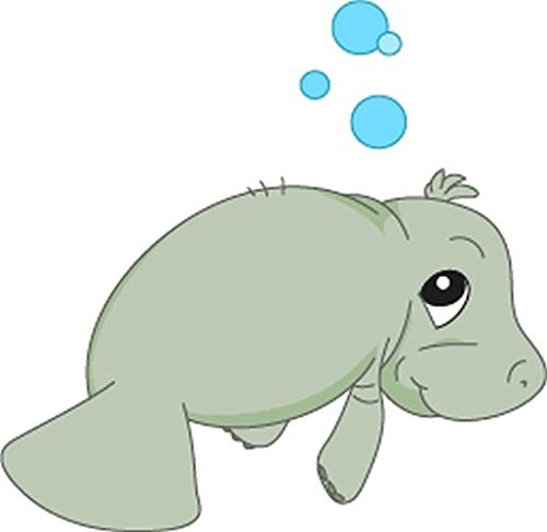 Bambinella® Bügelbild Aufbügler - gedruckte Velour/Flock Applikation zum selbst Aufbügeln - Motiv: Baby Seekuh Manatee von Bambinella