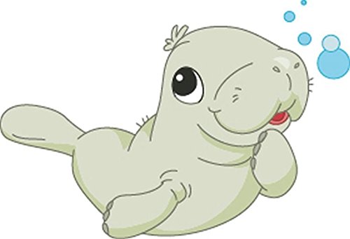 Bambinella® Bügelbild Aufbügler - gedruckte Velour/Flock Applikation zum selbst Aufbügeln - Motiv: Baby Seekuh Manatee von Bambinella