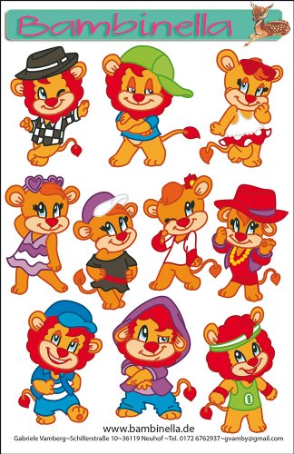 Bambinellas Stickerparade - 10 Sticker - Motiv: Coole Löwen von Bambinella
