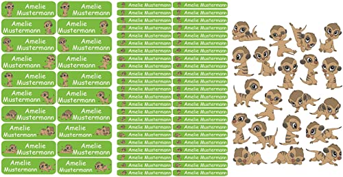 NEUHEIT: Bambinella® Namensticker mit Klassentier - personalisiert - 86 Klebe-Etiketten auf 3 Blatt von Bambinella