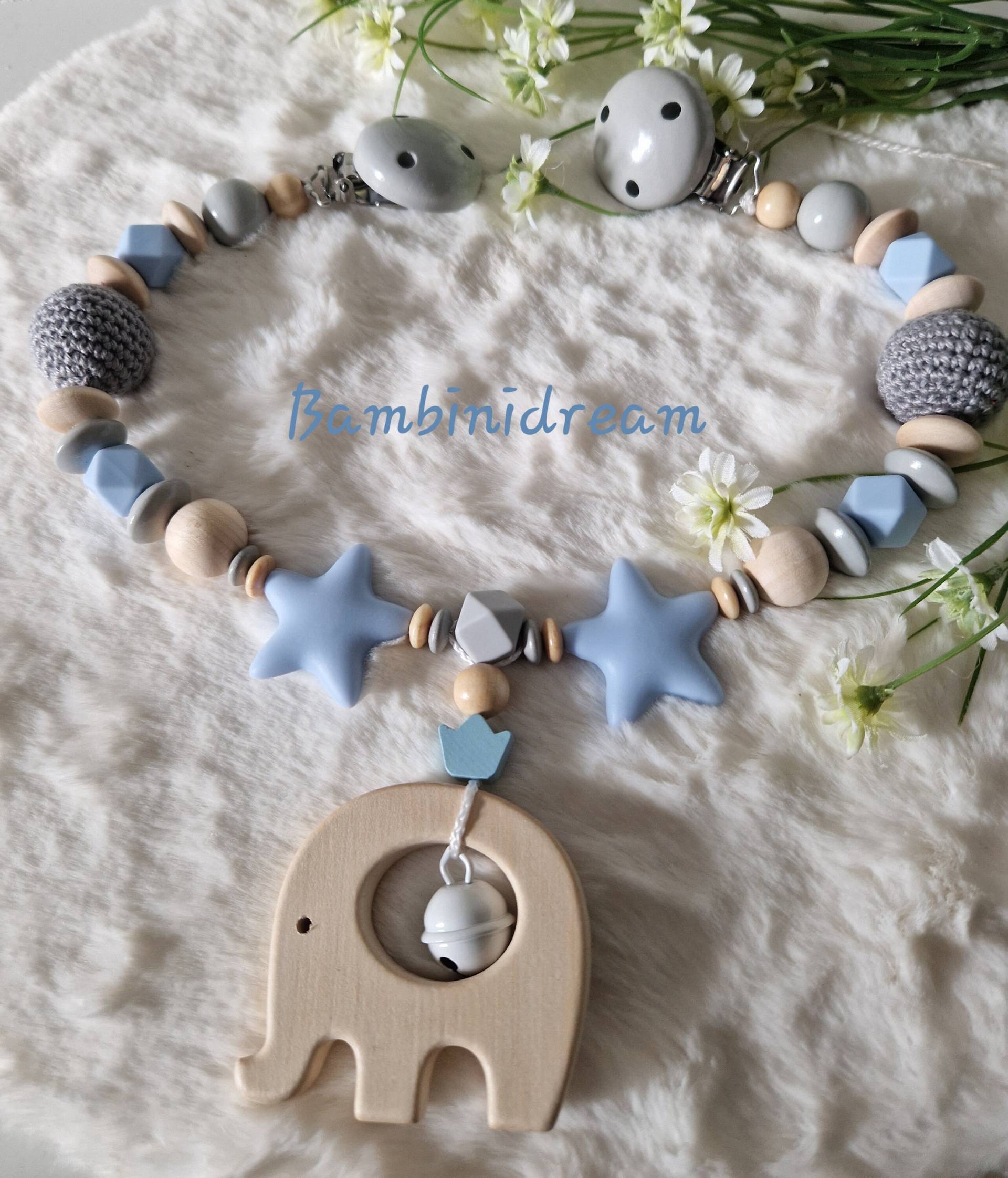 Kinderwagenketten Set Elefant Blau/Kinderwagen/Babyparty/Geschenk/Geschenkidee/Personalisiertegeschenke/ von Bambinidream