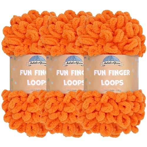 BambooMN Finger-Strickgarn – Fun Finger Loops Garn – Orange Peel – 3 Knäuel von BambooMN