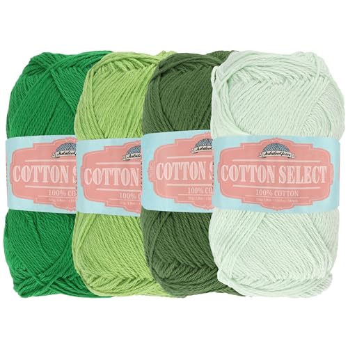 Cotton Select Sport Weight Garn, Farbpalette, 100% feine Baumwolle, Grüntöne, 4 Knäuel von BambooMN