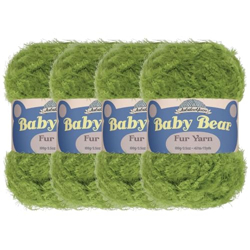 JubileeYarn Baby-Bär-Garn, dickes Polyesterfell, 100 g/Knäuel, Limettengrün, 4 Knäuel von BambooMN