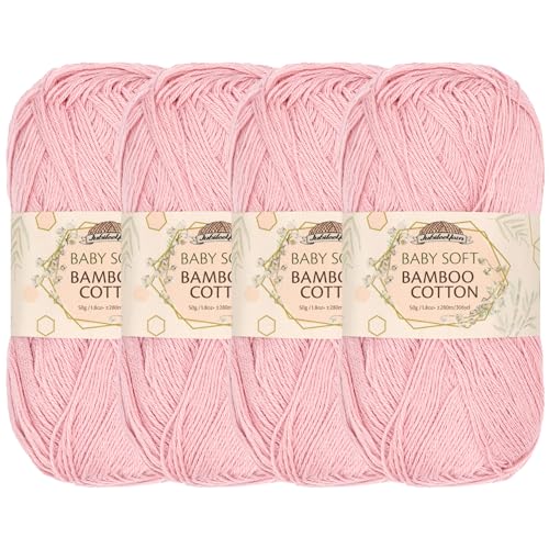 JubileeYarn Baby-Baumwollgarn, weich, 50 g/Knäuel, Primrose Pink, 4 Knäuel von BambooMN