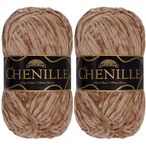 JubileeYarn Chenille-Garn, Kammgewicht, 100 g/Knäuel, 2 Knäuel, 103 Cannoli von BambooMN