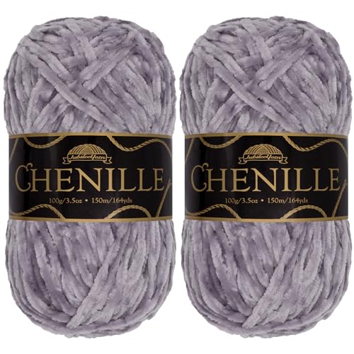 JubileeYarn Chenille-Garn, Kammgewicht, 100 g/Knäuel, 2 Knäuel, 104 Immergrün von BambooMN