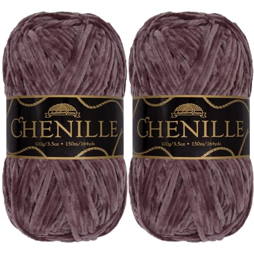 JubileeYarn Chenille-Garn, Kammgewicht, 100 g/Knäuel, 2 Knäuel, 111 Regal Iris von BambooMN