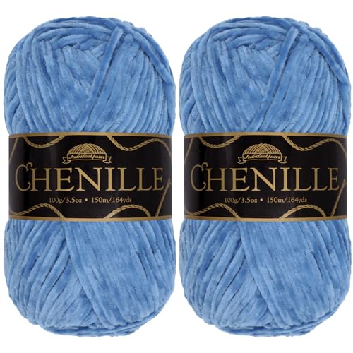 JubileeYarn Chenille-Garn, Kammgewicht, 100 g/Knäuel, 2 Knäuel, 120 Ägäis von BambooMN