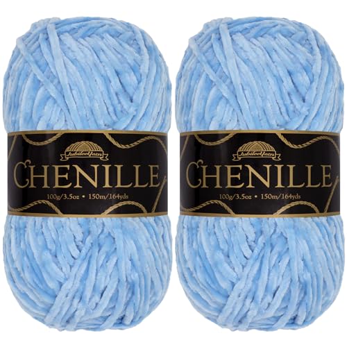 JubileeYarn Chenille-Garn, Kammgewicht, 100 g/Knäuel, 2 Knäuel, 125 Himmelsgottheit) von BambooMN