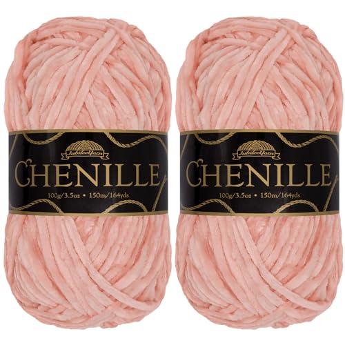 JubileeYarn Chenille-Garn, Kammgewicht, 100 g/Knäuel, 2 Knäuel, 133 kostbare Knäuel von BambooMN