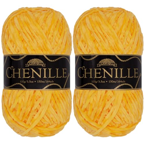 JubileeYarn Chenille-Garn, Kammgewicht, 100 g/Knäuel, Topas, 2 Knäuel von BambooMN