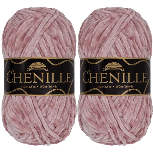 JubileeYarn Chenille-Garn, Kammgewicht, 100 g/Knäuel (2 Knäuel, 106 Ballettschuhe) von BambooMN