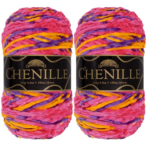 JubileeYarn Chenille-Garn – Kammgewicht – 100 g/Knäuel – Agartha – 2 Knäuel von BambooMN