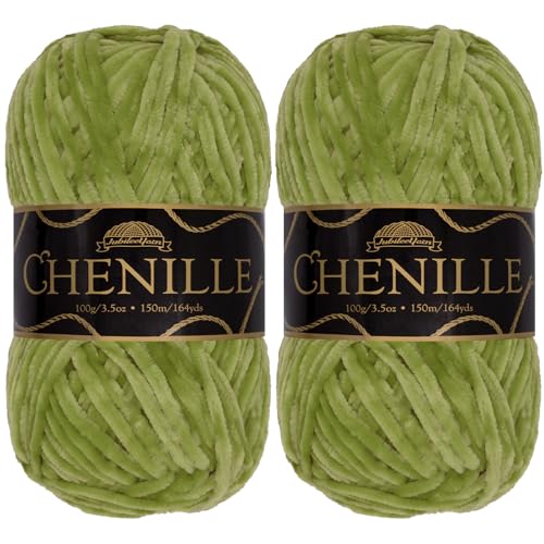 JubileeYarn Chenille-Garn – Kammgewicht – 100 g/Knäuel – Algen – 2 Knäuel von BambooMN