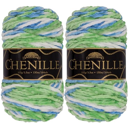 JubileeYarn Chenille-Garn – Kammgewicht – 100 g/Knäuel – Farbe 228 – Annwn – 2 Knäuel von BambooMN