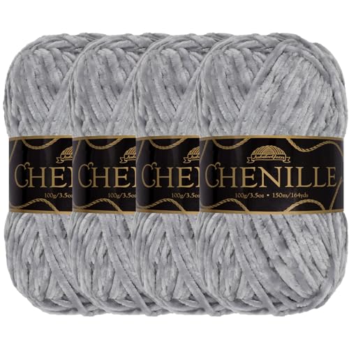 JubileeYarn Chenille-Garn – Kammgewicht – 100 g/Knäuel – Relic – 4 Knäuel von BambooMN