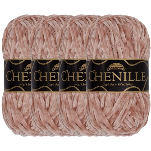 JubileeYarn Chenille-Garn – Kammgewicht – 100 g/Knäuel – Rose – 4 Knäuel von BambooMN