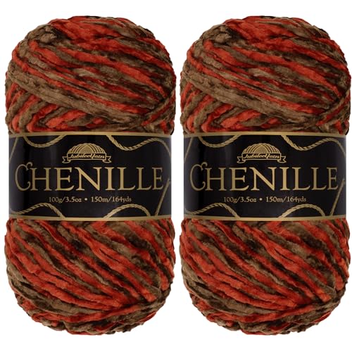 JubileeYarn Chenille-Garn – Kammgewicht – 100 g/Knäuel – Zerzura – 2 Knäuel von BambooMN