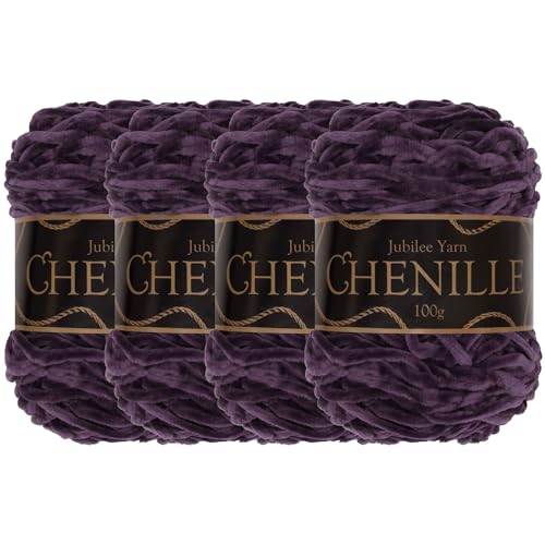 JubileeYarn Chenille-Garn – Kammgewicht – 100 g/Kuchen – Amethyst – 4 Kuchen von BambooMN