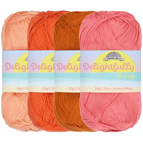 JubileeYarn herrlich feines Garn, 50 g/Knäuel, Spitzenbambus, Schattierungen von Orange, 4 Knäuel von BambooMN