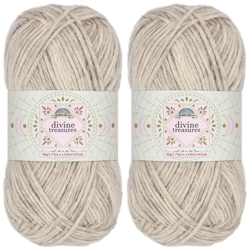 JubileeYarn Divine Treasures Garn, feine Baumwoll-Acryl-Mischung, 50 g/Knäuel, Chasse-Galerie, cremegrau meliert, Häkeln und Stricken, 2 Knäuel von BambooMN