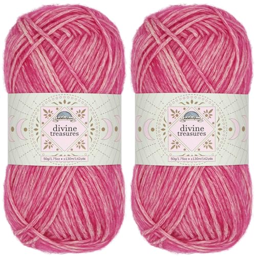 JubileeYarn Divine Treasures Garn, feine Baumwoll-Acryl-Mischung, 50 g/Knäuel, Juwelenzweig von Hōrai, meliertes Magenta-Violett, Häkeln und Stricken, 2 Knäuel von BambooMN