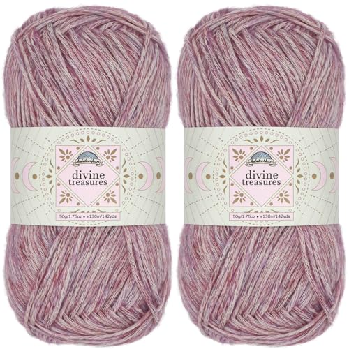 JubileeYarn Divine Treasures Garn, feine Baumwoll-Acryl-Mischung, 50 g/Knäuel, Krone der Unsterblichkeit, meliertes Dunkelviolett, Häkeln und Stricken, 2 Knäuel von BambooMN