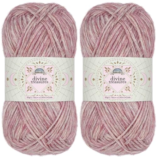 JubileeYarn Divine Treasures Garn, feine Baumwoll-Acryl-Mischung, 50 g/Knäuel, Krone der Unsterblichkeit, meliertes Himbeerviolett, Häkeln und Stricken, 2 Knäuel von BambooMN