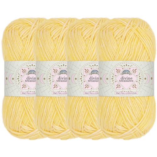 JubileeYarn Divine Treasures Garn, feine Baumwoll-Acryl-Mischung, 50 g/Knäuel, Mantel aus Tegau-Gold-Breast, meliert, helles Gelb, Häkeln und Stricken, 4 Knäuel von BambooMN