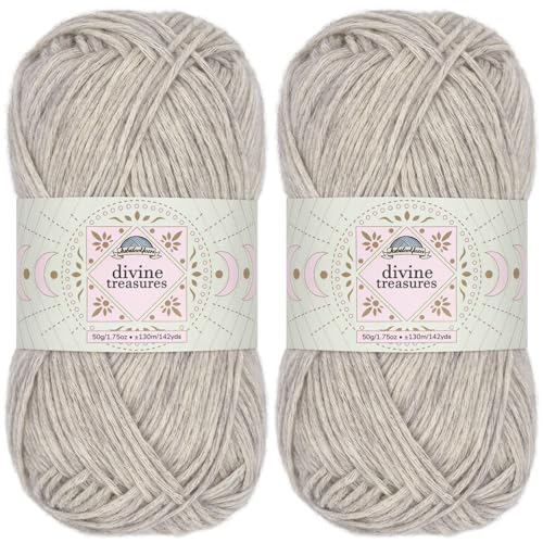 JubileeYarn Divine Treasures Garn, feine Baumwoll-Acryl-Mischung, 50 g/Knäuel, Schwanenumhang, Meliertes Hellsilber, Hellgrau, Häkeln und Stricken, 2 Knäuel von BambooMN