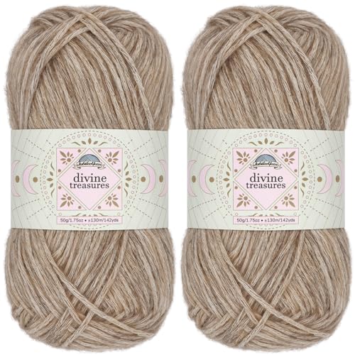 JubileeYarn Divine Treasures Garn, feine Baumwoll-Acryl-Mischung, 50 g/Knäuel, Tablet of Destinies, Meliertes Pastellbraun, Häkeln und Stricken, 2 Knäuel von BambooMN