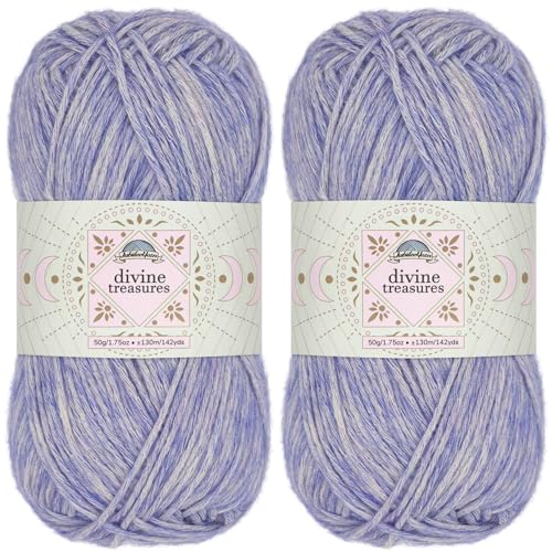 JubileeYarn Divine Treasures Garn, feine Baumwoll-Acryl-Mischung, 50 g/Knäuel, Ukko's Chariot, meliertes kühles Blau, Häkeln und Stricken, 2 Knäuel von BambooMN