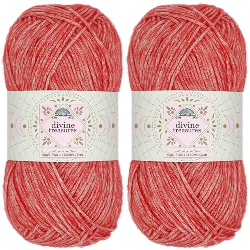 JubileeYarn Divine Treasures Garn – feine Baumwoll-Acryl-Mischung – 50 g/Knäuel – Stein der Weisen – Jaspisrot meliert – Häkeln und Stricken – 2 Knäuel von BambooMN