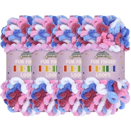 JubileeYarn Fun Finger Pride Loops Garn, Jumbo-Loop-Garn, 100 g/Knäuel, Dellamonica, 4 Knäuel von BambooMN