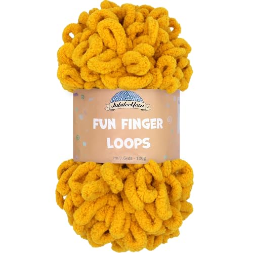 JubileeYarn Fun Fingerschlaufen-Garn, 100 g/Knäuel, Jumbo-Polyester, Senf, 1 Knäuel von BambooMN