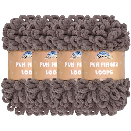 JubileeYarn Fun Fingerschlaufen-Garn – Polyester Jumbo Weight Loop Garn – 100g/Knäuel – Kakao – 4 Knäuel von BambooMN