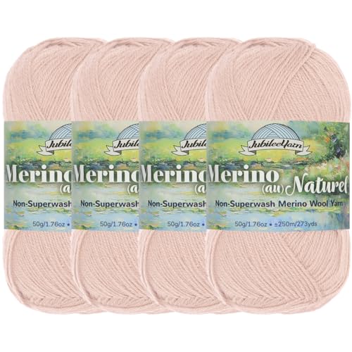 JubileeYarn Merino Au Naturel Garn, 50 g/Knäuel, feine Merinowolle, keine Superwash-Merinowolle, Crystal Palace, 4 Knäuel von BambooMN