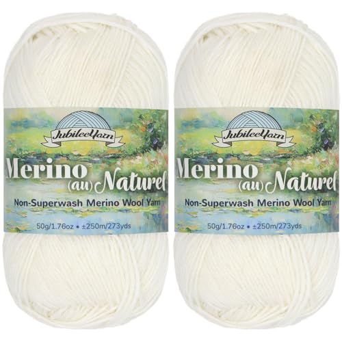 JubileeYarn Merino Au Naturel Garn, 50 g/Knäuel, feine Merinowolle, keine Superwash-Merinowolle, Effekt des Mondes, 2 Knäuel von BambooMN